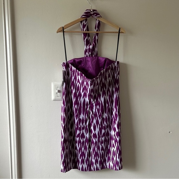 Laundry by Shelli Segal Halter Dress Size 12 Purple Ikat Print NWT - Picture 4 of 7